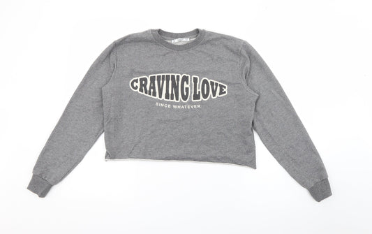 Pull & Bear Womens Grey  Polyester Pullover Sweatshirt Size XS