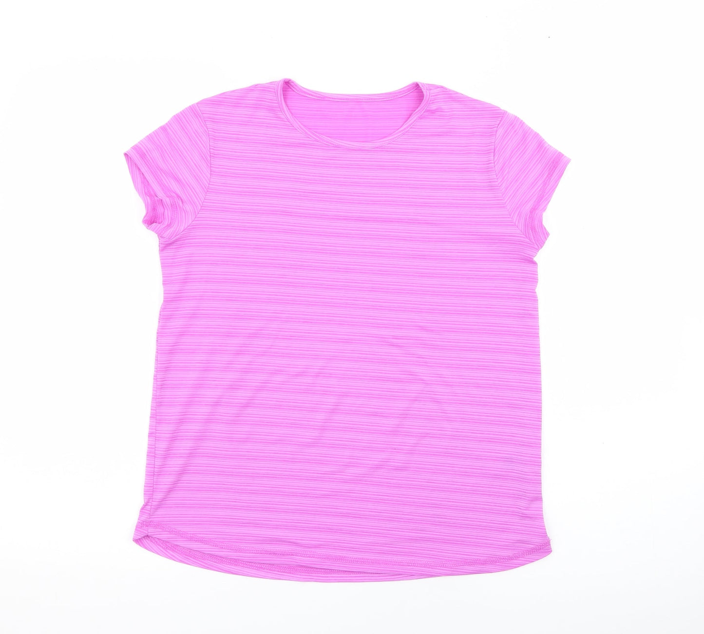 Dunnes Stores Womens Purple Striped Polyester Pullover T-Shirt Size XS Crew Neck