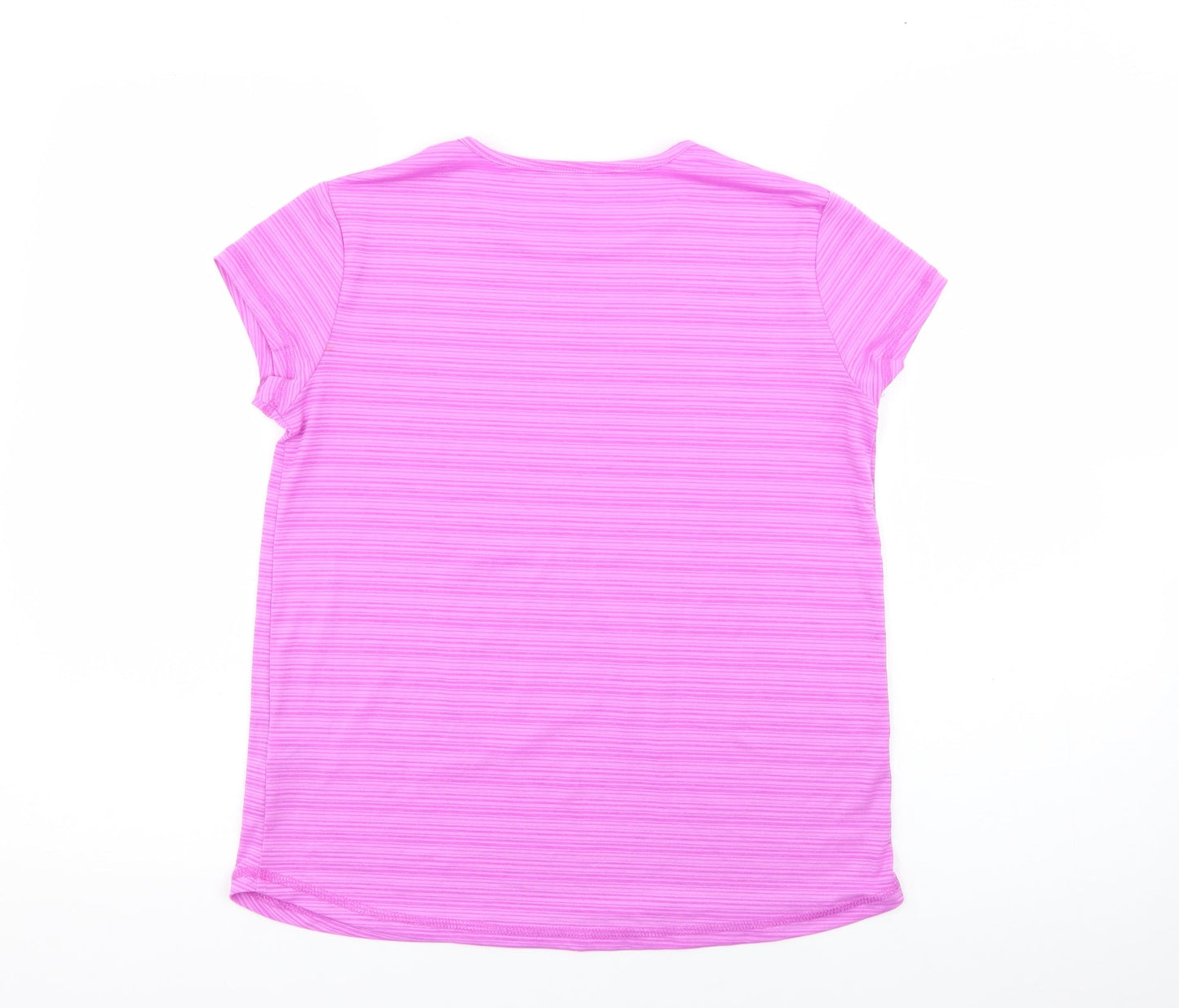 Dunnes Stores Womens Purple Striped Polyester Pullover T-Shirt Size XS Crew Neck