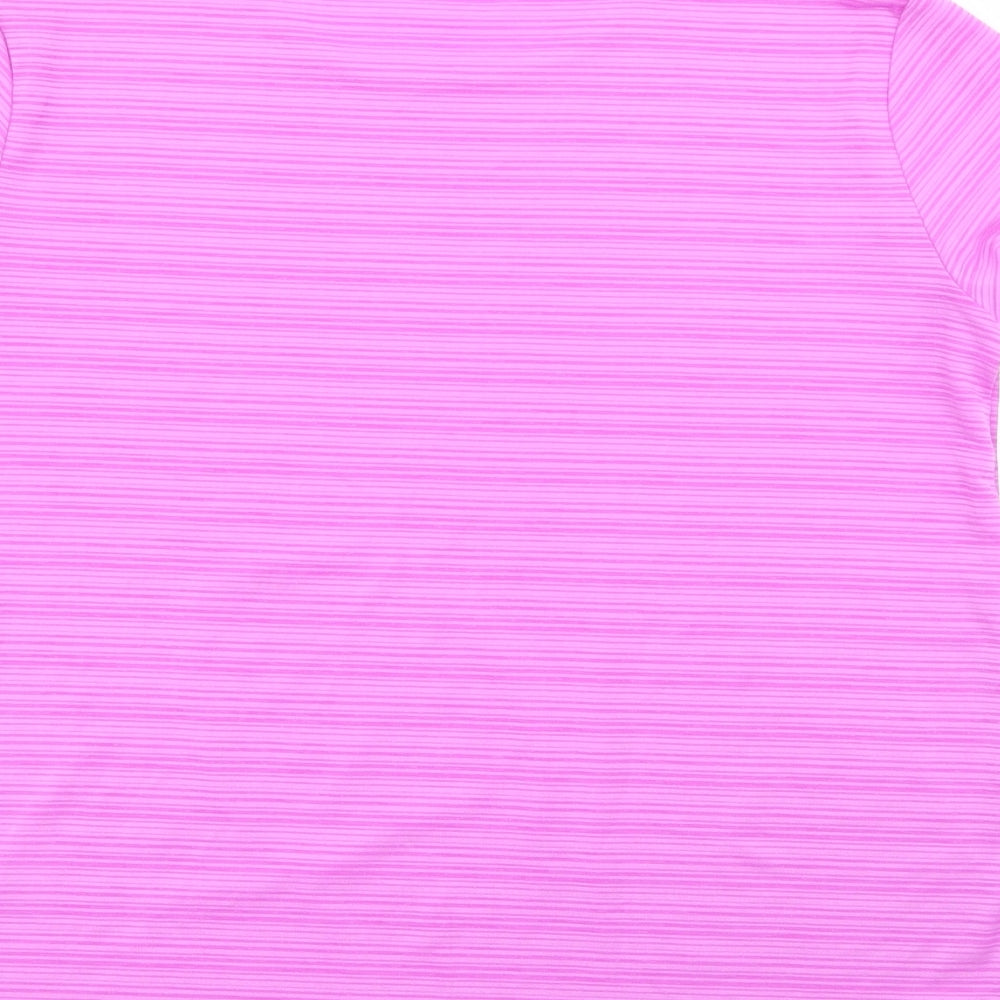Dunnes Stores Womens Purple Striped Polyester Pullover T-Shirt Size XS Crew Neck