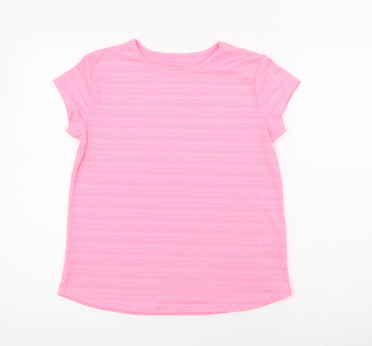 Dunnes Stores Womens Pink  Polyester Basic T-Shirt Size XS Crew Neck