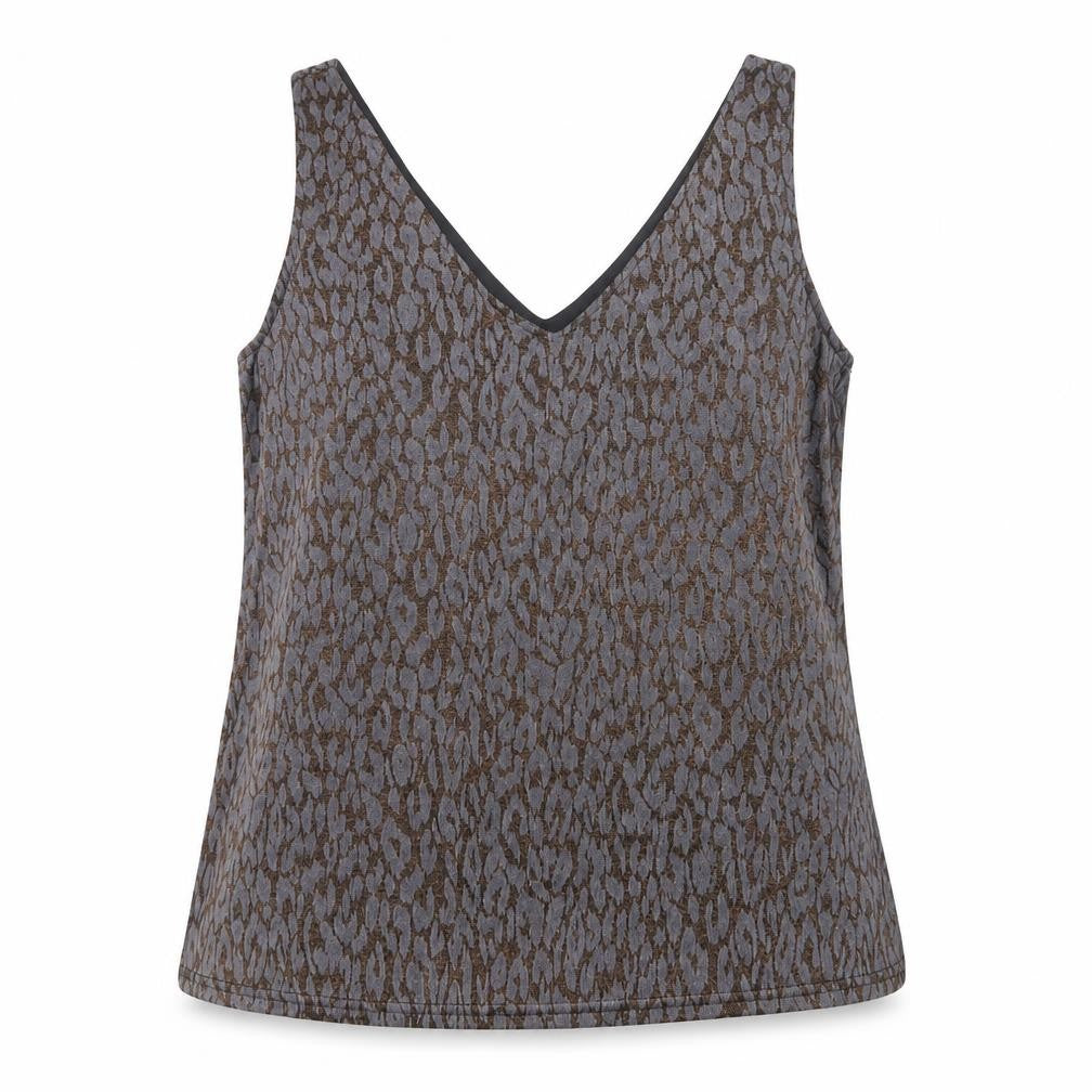 Wallis Womens Grey Animal Print Polyester Basic Tank Size 12 V-Neck