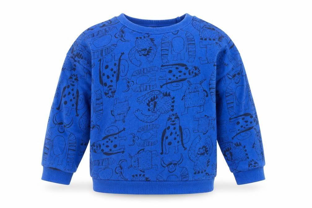 TU Boys Blue Geometric Cotton Pullover Sweatshirt Size 2-3 Years  Pullover - Cute Monsters