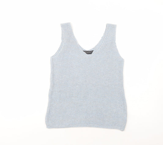 Dorothy Perkins Womens Blue  Acrylic Basic Tank Size 12 V-Neck