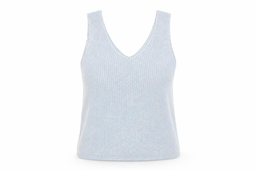 Dorothy Perkins Womens Blue  Acrylic Basic Tank Size 12 V-Neck