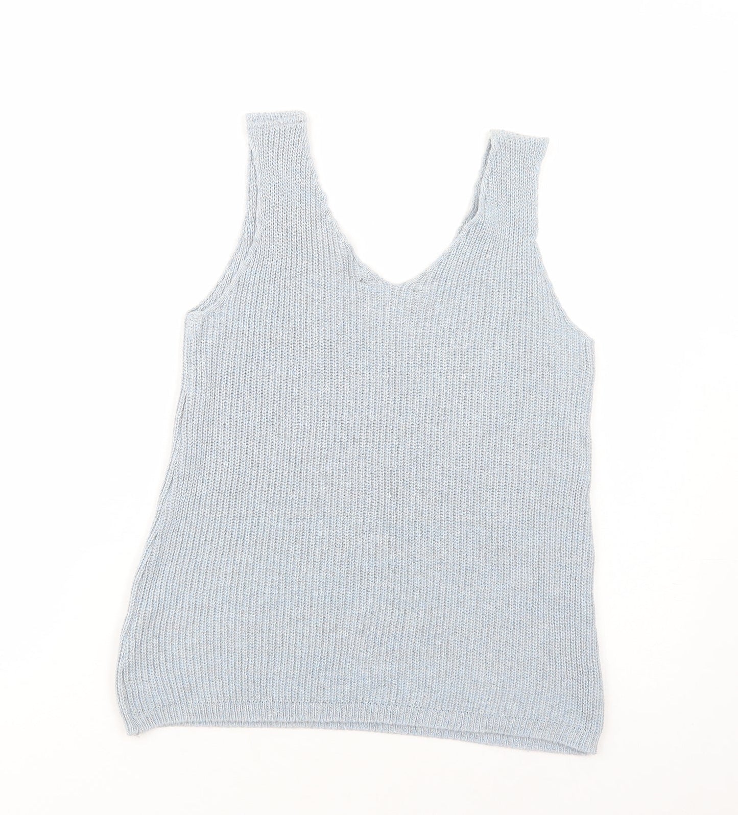 Dorothy Perkins Womens Blue  Acrylic Basic Tank Size 12 V-Neck
