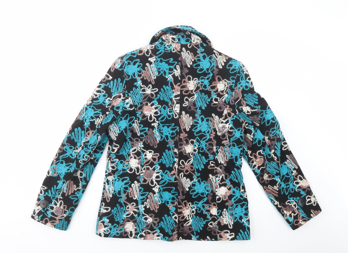 Gerard Womens Black Floral  Jacket Blazer Size 12  Button