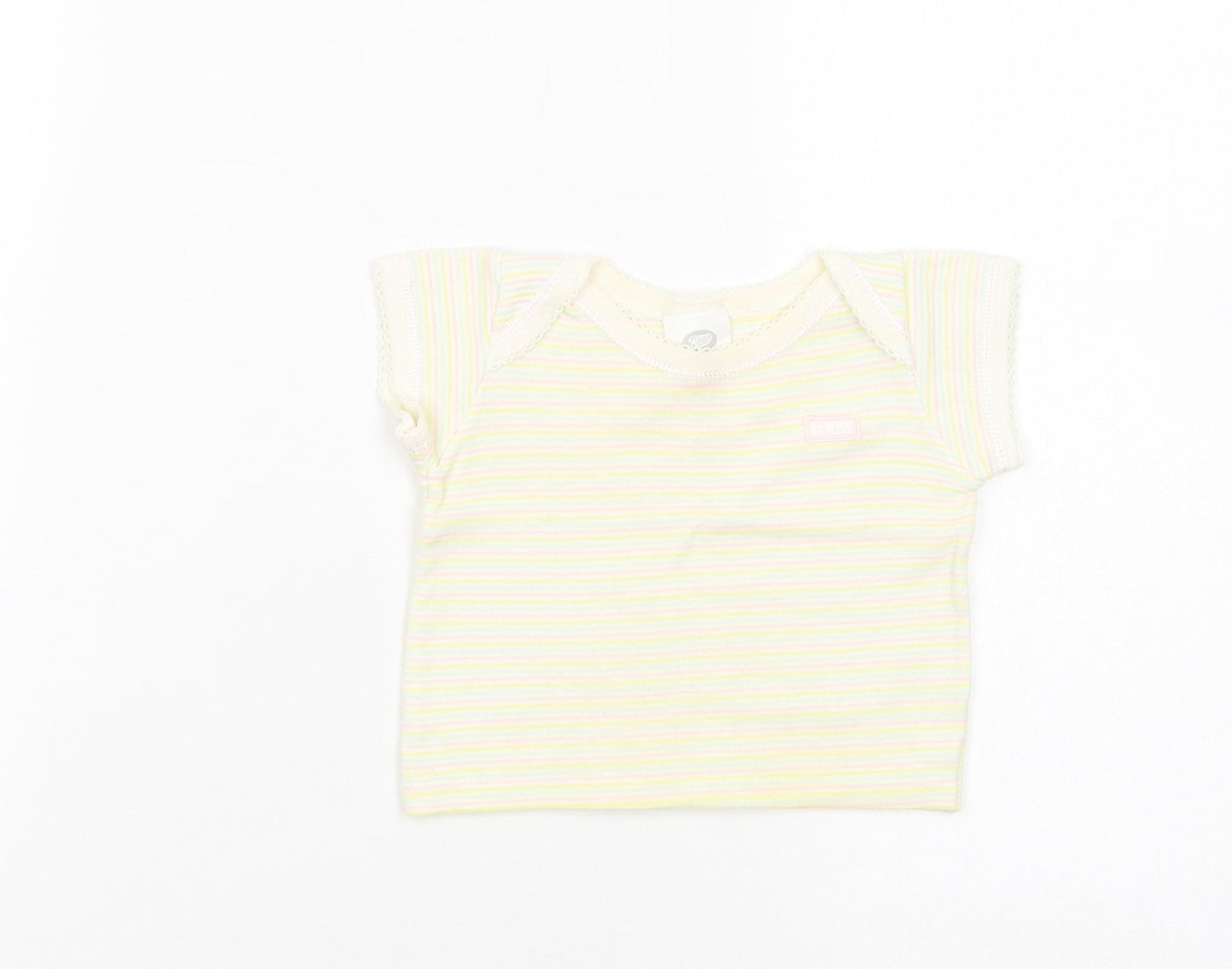 Boots Baby Multicoloured Striped Cotton Basic T-Shirt Size 3-6 Months Crew Neck Pullover