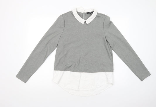 VERO MODA Womens Grey  Polyester Basic Blouse Size M Collared