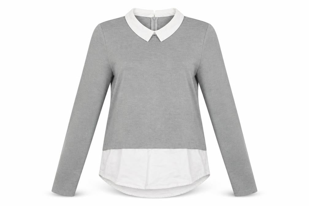 VERO MODA Womens Grey  Polyester Basic Blouse Size M Collared