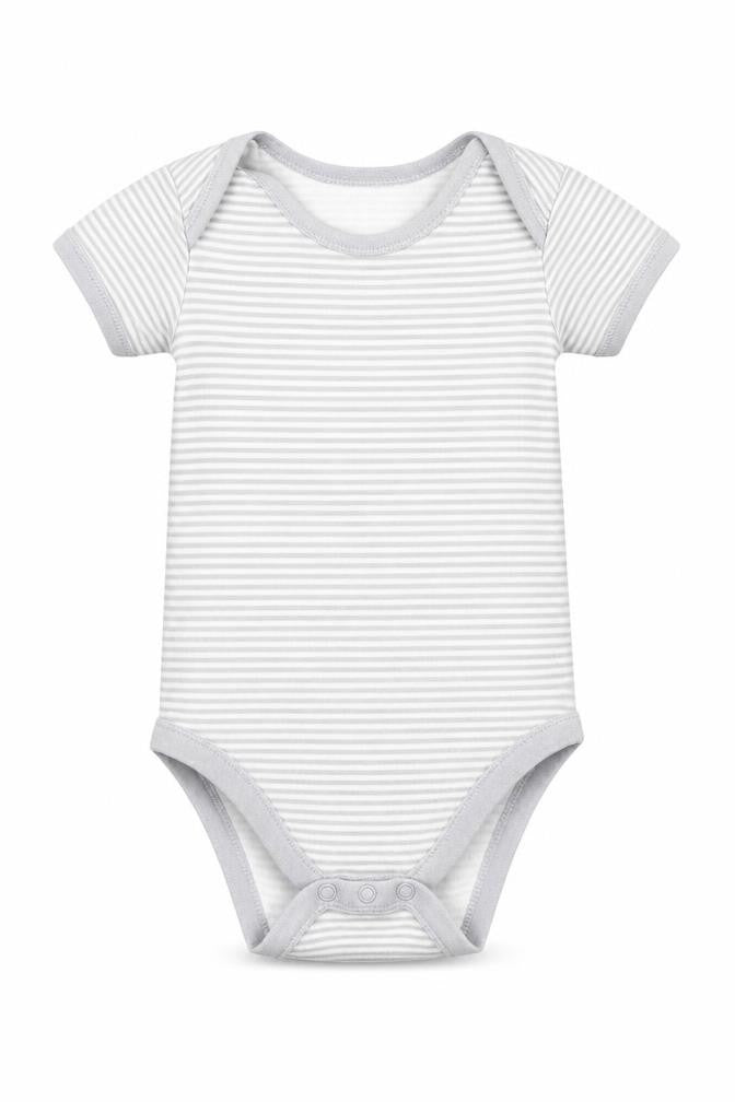 Matalan Baby Grey Striped 100% Cotton Babygrow One-Piece Size 12-18 Months  Button