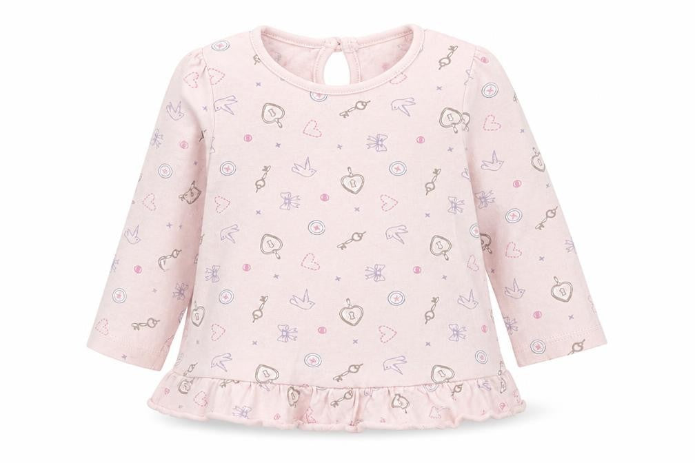 Disney Baby Girls Pink Geometric 100% Cotton Basic T-Shirt Size 9-12 Months Round Neck Button