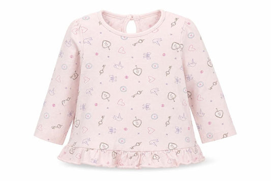 Disney Baby Girls Pink Geometric 100% Cotton Basic T-Shirt Size 9-12 Months Round Neck Button