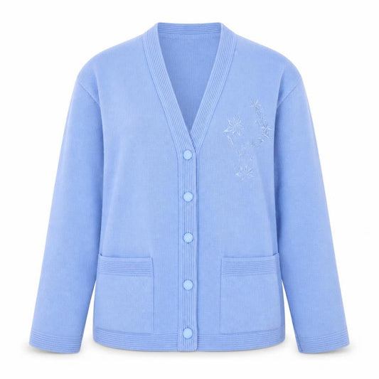 Care Womens Blue V-Neck  Acrylic Cardigan Jumper Size L