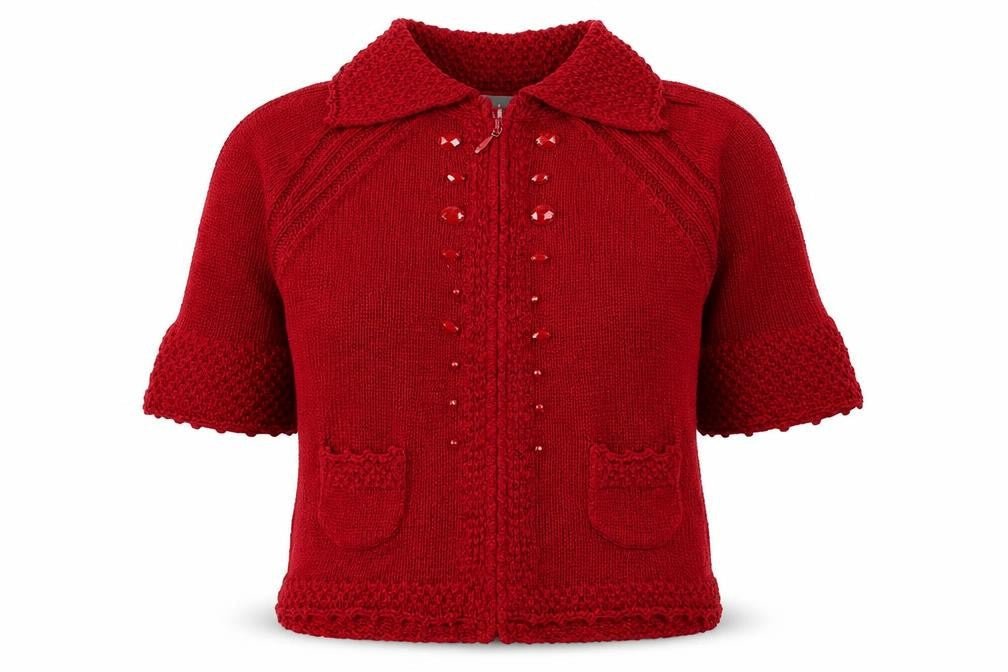 Per Una Womens Red Collared  Acrylic Full Zip Jumper Size M