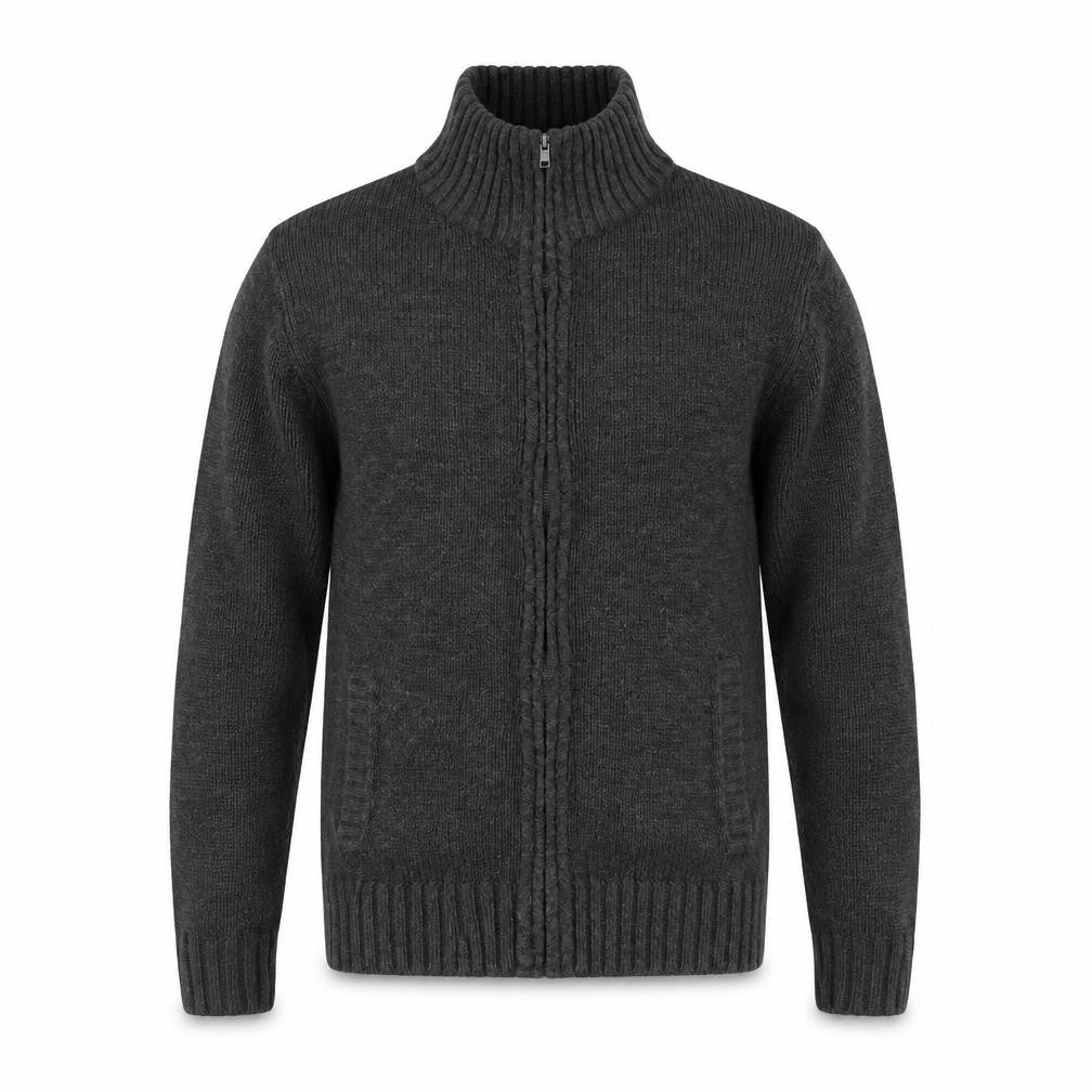 Trail Mens Black Mock Neck  Acrylic Full Zip Jumper Size M