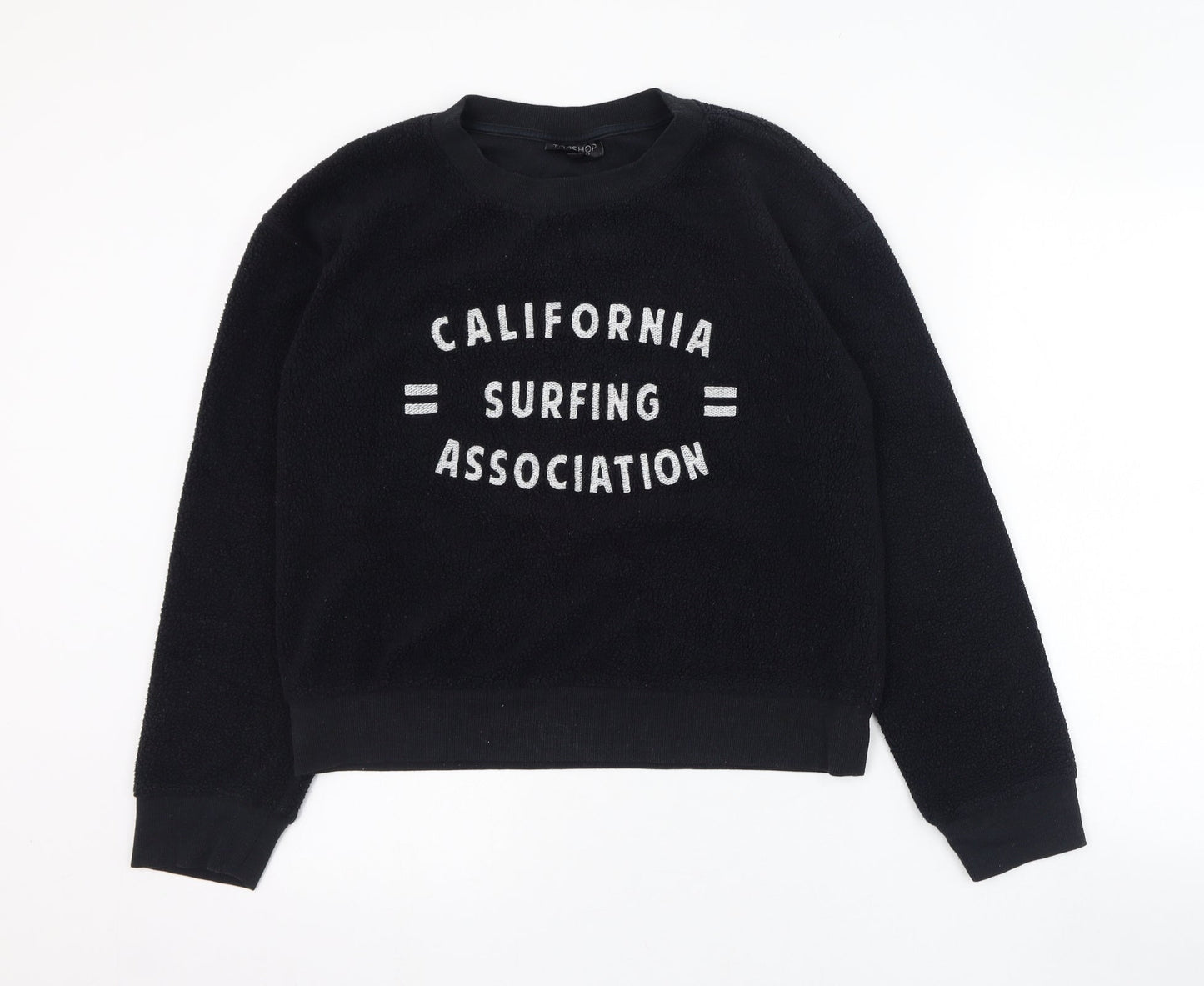 Topshop Womens Black  Polyester Pullover Sweatshirt Size 8  Pullover - California Surfing Association