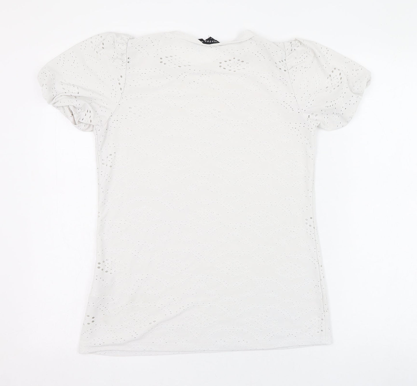 Peacocks Womens Ivory  Polyester Basic T-Shirt Size 8 Round Neck