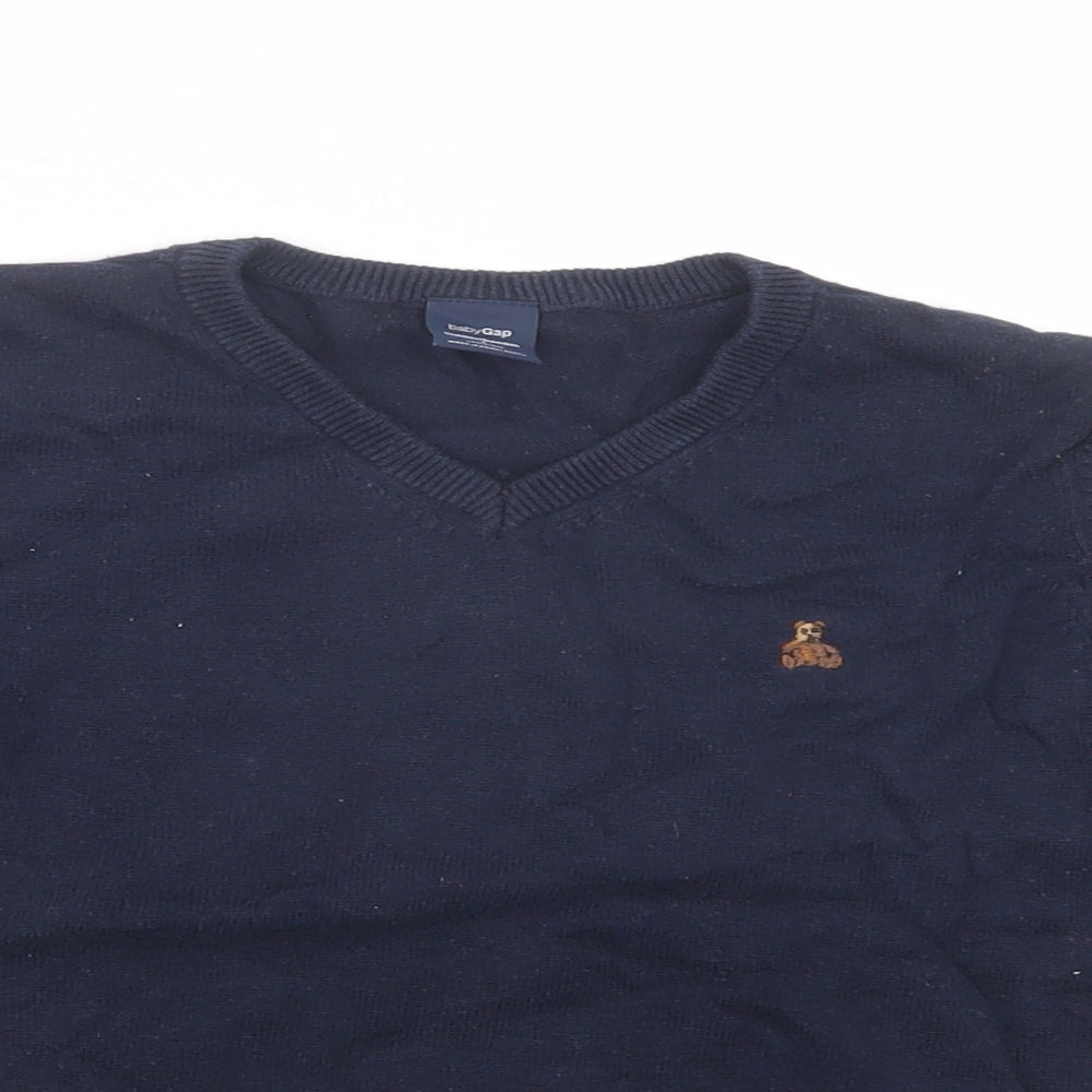 Gap Boys Blue V-Neck  Cotton Pullover Jumper Size 4 Years  Pullover