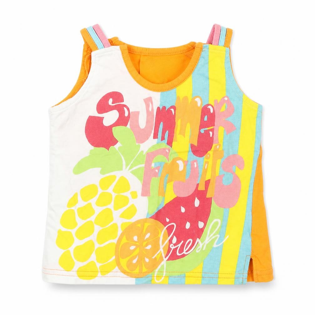 Tutti Nen Baby Multicoloured Geometric Cotton Pullover Tank Size 12 Months Crew Neck Button - Fruits