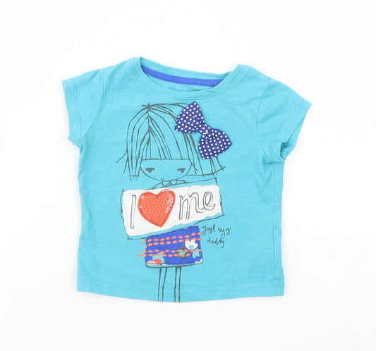 NEXT Baby Blue  Cotton Pullover T-Shirt Size 6-9 Months Crew Neck Pullover - I Love Me