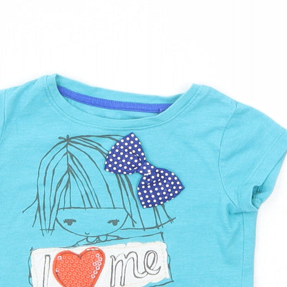 Next Baby Blue  Cotton Pullover T-Shirt Size 6-9 Months Crew Neck Pullover - I Love Me