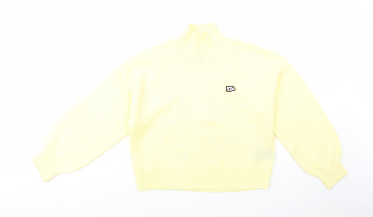 H&M Womens Yellow High Neck  Acrylic Pullover Jumper Size XS   - NYC