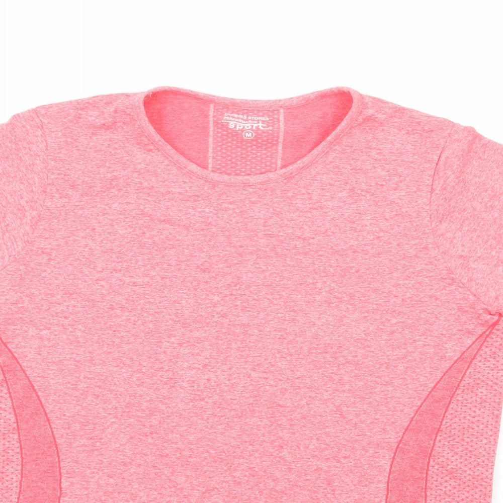 Preloved Dunnes Stores Womens Pink  Nylon Pullover T-Shirt Size M Crew Neck Pullover - Detail