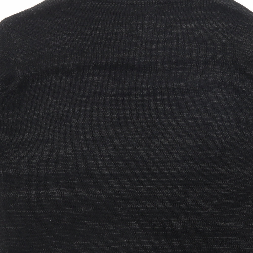 Peacocks Mens Black Collared  Acrylic Pullover Jumper Size M