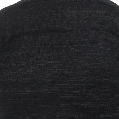 Preloved Peacocks Mens Black Collared  Acrylic Pullover Jumper Size M - Label