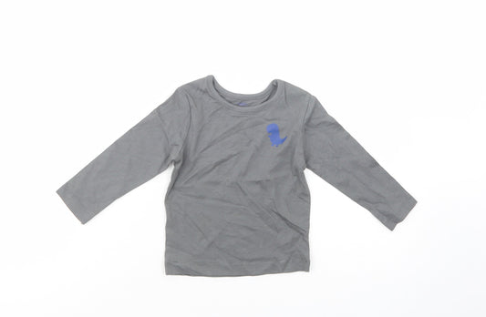 Studio Baby Grey  Cotton Pullover T-Shirt Size 9-12 Months Crew Neck Pullover - Dino