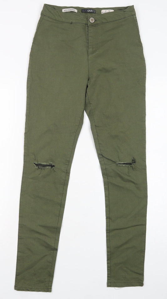 Preloved Quiz Womens Green  Cotton Jegging Jeans Size 10 L31 in Regular Button - Front