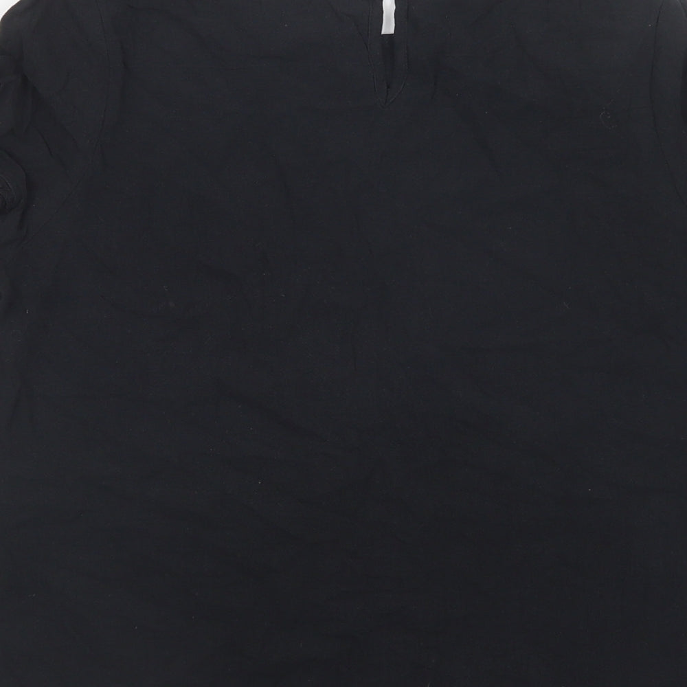 SheIn Womens Black  Cotton Basic Blouse Size S Crew Neck - Lace Detail