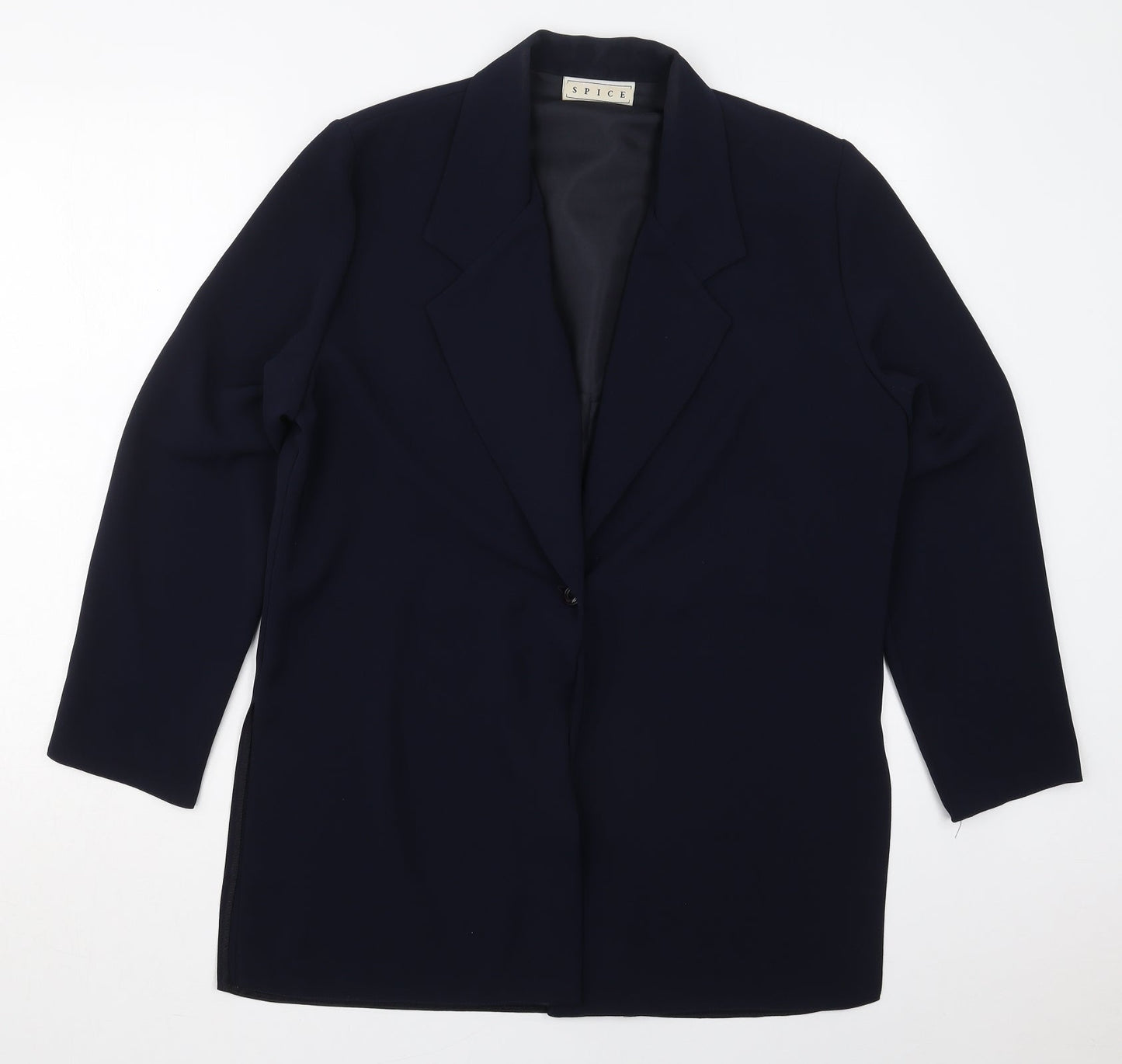 Spice Womens Blue  Polyester Jacket Blazer Size 12
