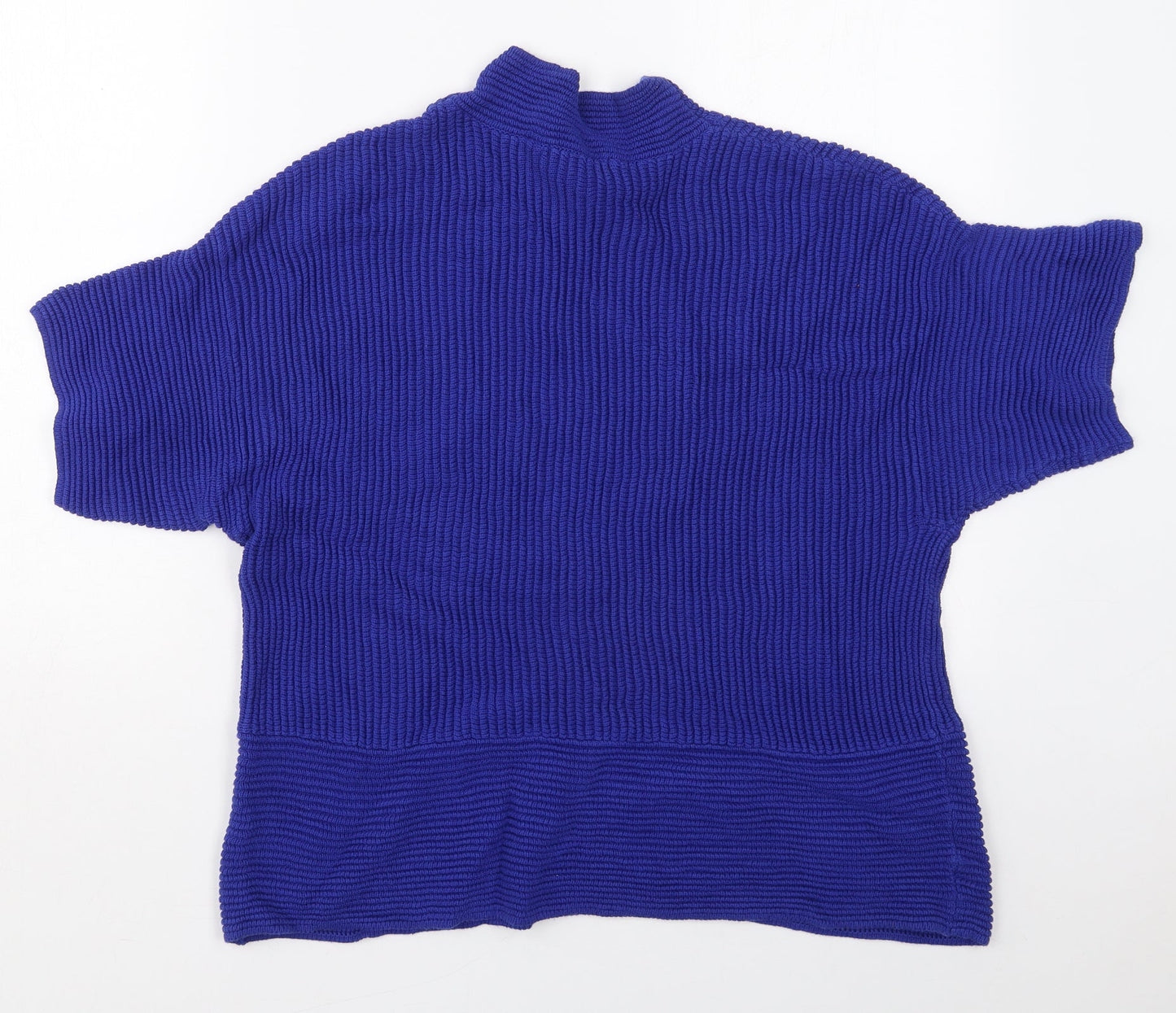 TU Womens Blue Mock Neck  Cotton Pullover Jumper Size 12