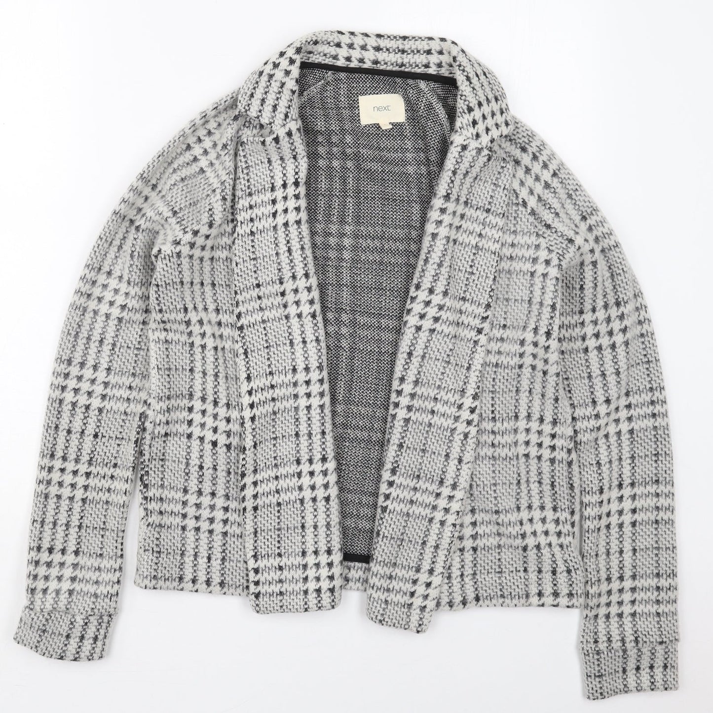 NEXT Womens Grey Check  Jacket Coatigan Size 8