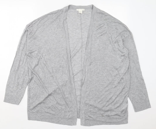 H&M Womens Grey V-Neck  Acrylic Cardigan Jumper Size L