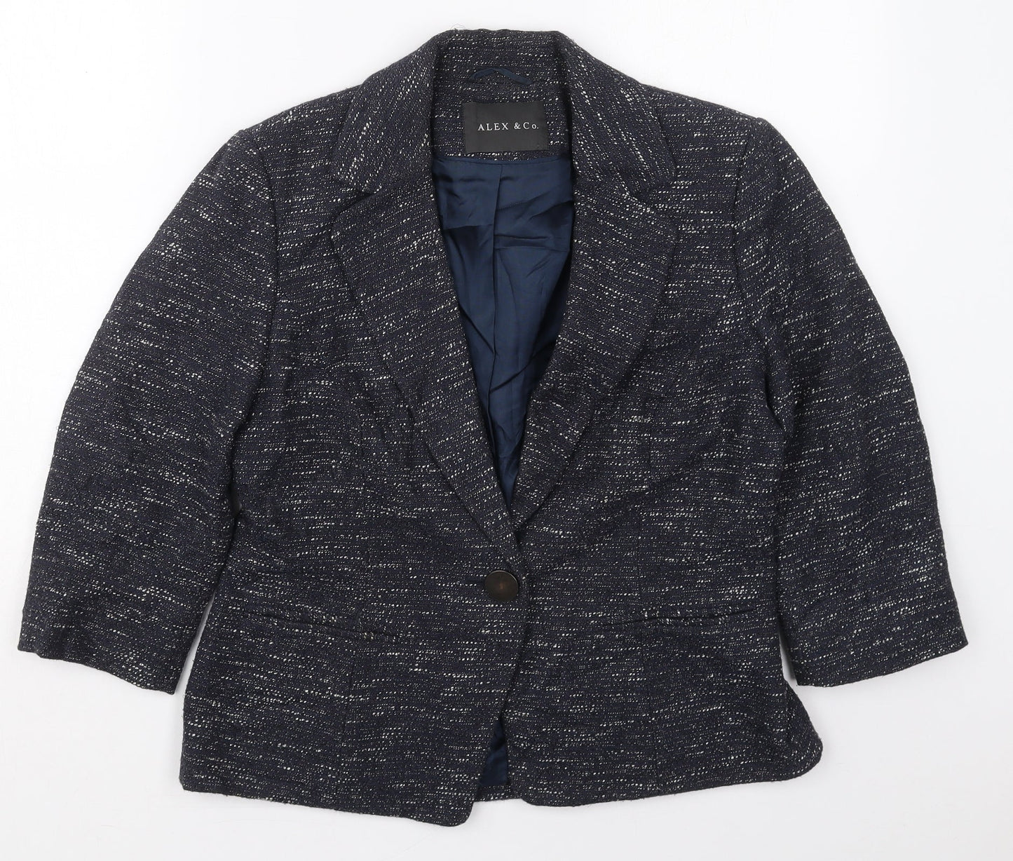 Alex & Co Womens Blue  Cotton Jacket Blazer Size 12