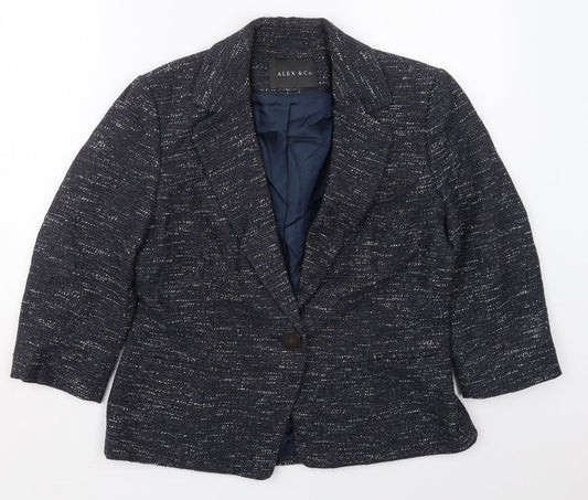 Alex & Co Womens Blue  Cotton Jacket Blazer Size 12