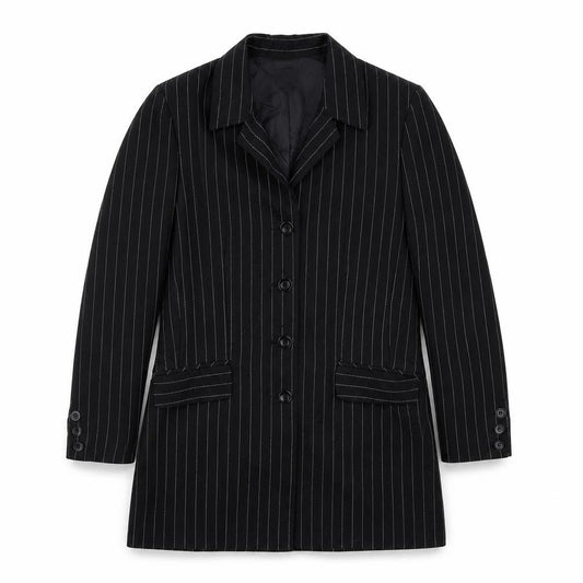 ELVI Womens Black Striped Polyester Jacket Suit Jacket Size 14