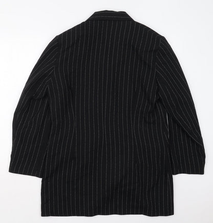 ELVI Womens Black Striped Polyester Jacket Suit Jacket Size 14