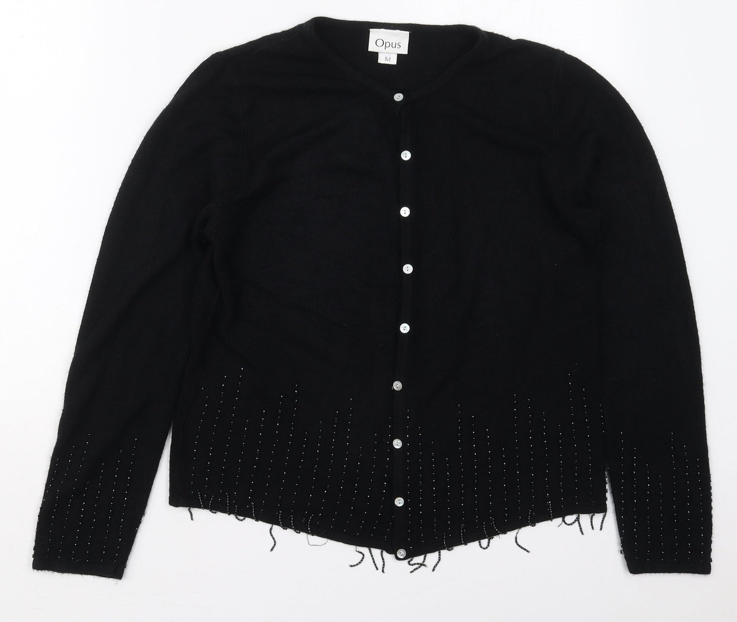 OPUS Womens Black Round Neck  Acrylic Cardigan Jumper Size M