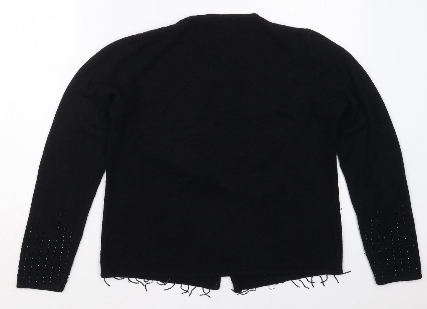 OPUS Womens Black Round Neck  Acrylic Cardigan Jumper Size M