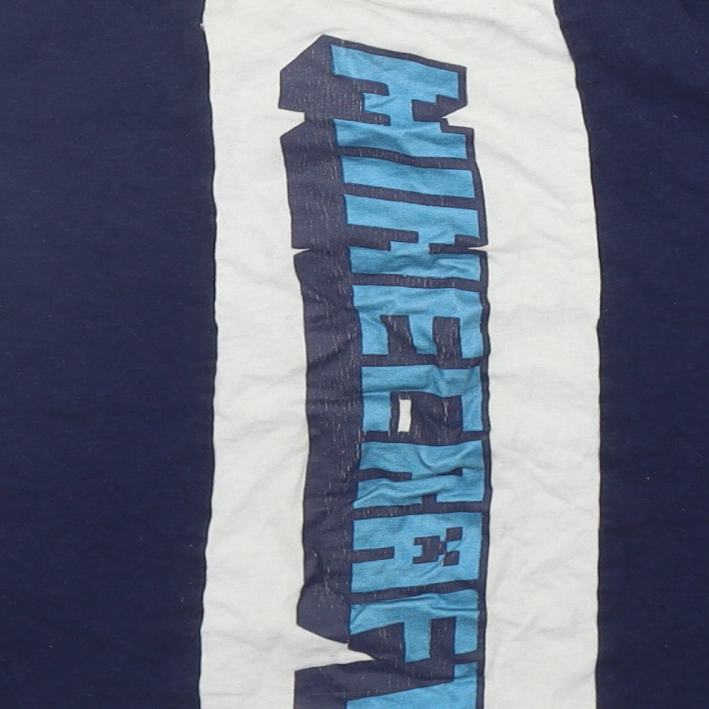 Primark Boys Blue  Cotton Basic T-Shirt Size 5-6 Years Round Neck Pullover - Minecraft