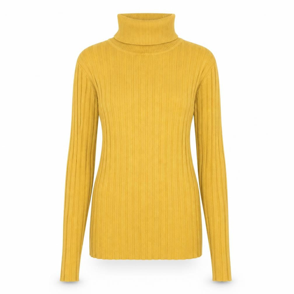 QED London Womens Yellow Roll Neck  Viscose Pullover Jumper Size S