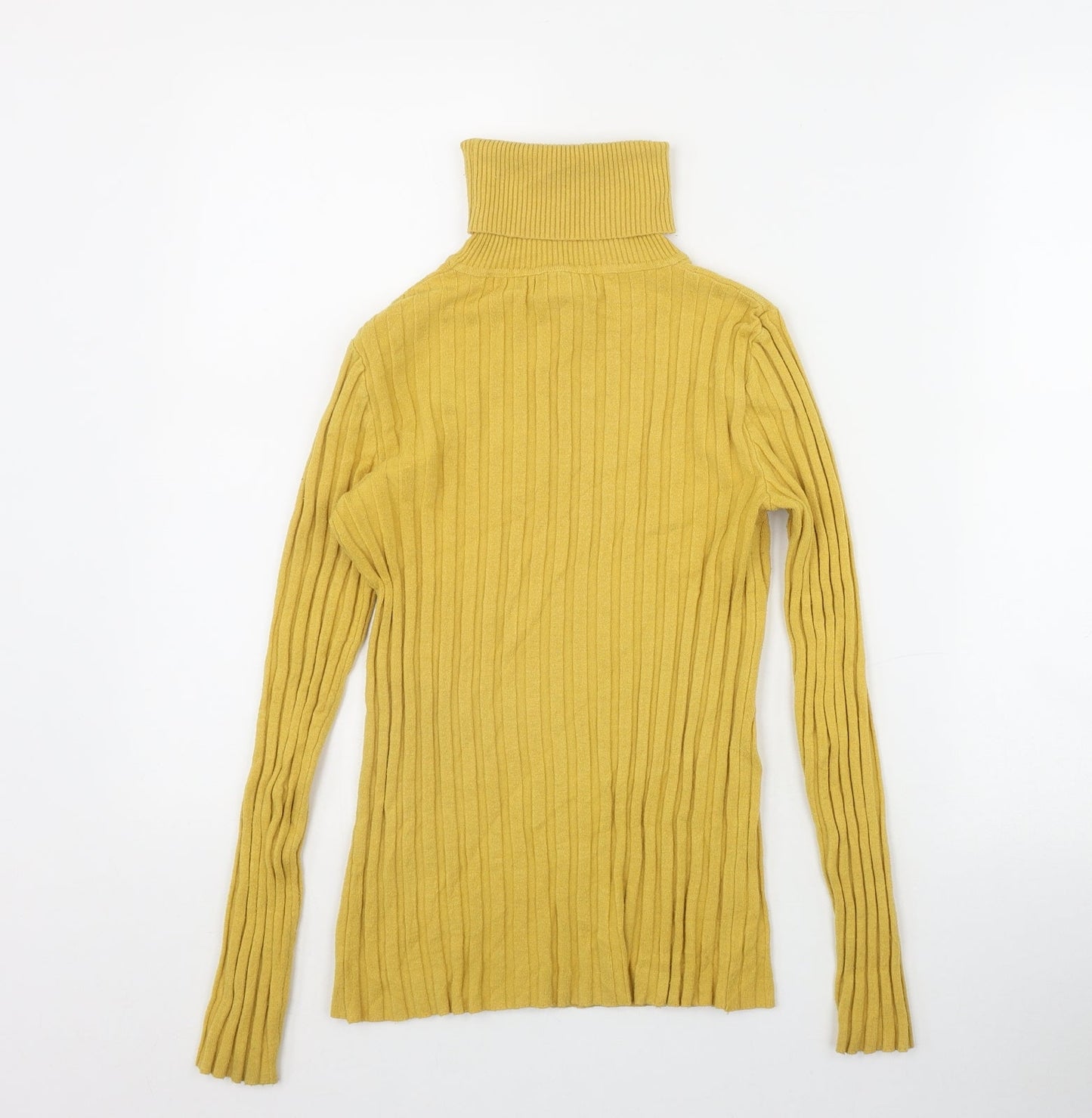 QED London Womens Yellow Roll Neck  Viscose Pullover Jumper Size S
