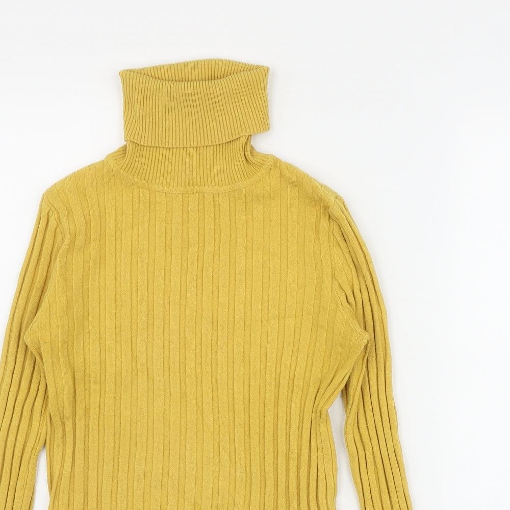 QED London Womens Yellow Roll Neck  Viscose Pullover Jumper Size S