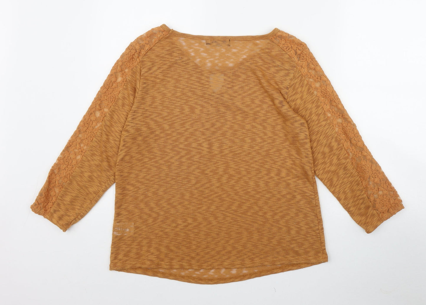 Natura Womens Orange  Polyester Basic T-Shirt Size 2XL Round Neck