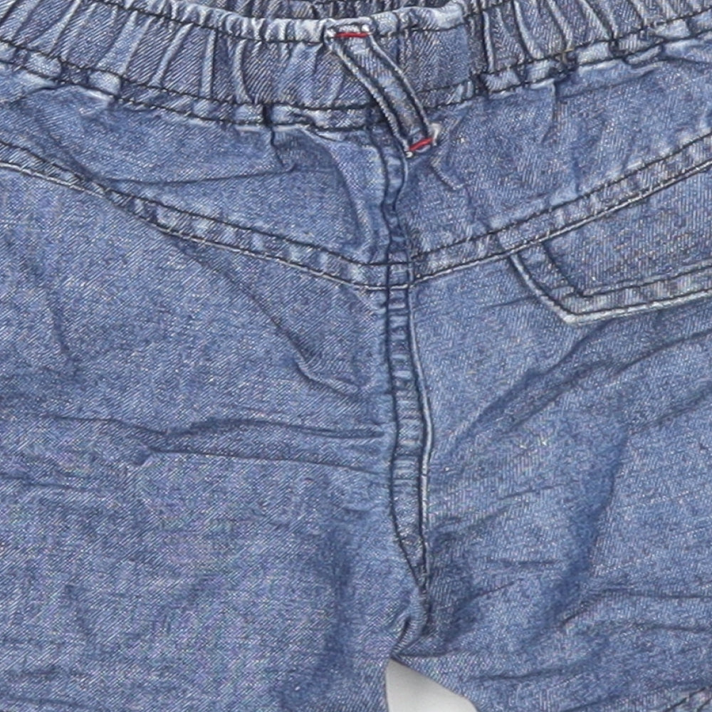 NEXT Girls Blue  Linen Cropped Trousers Size 3-6 Months