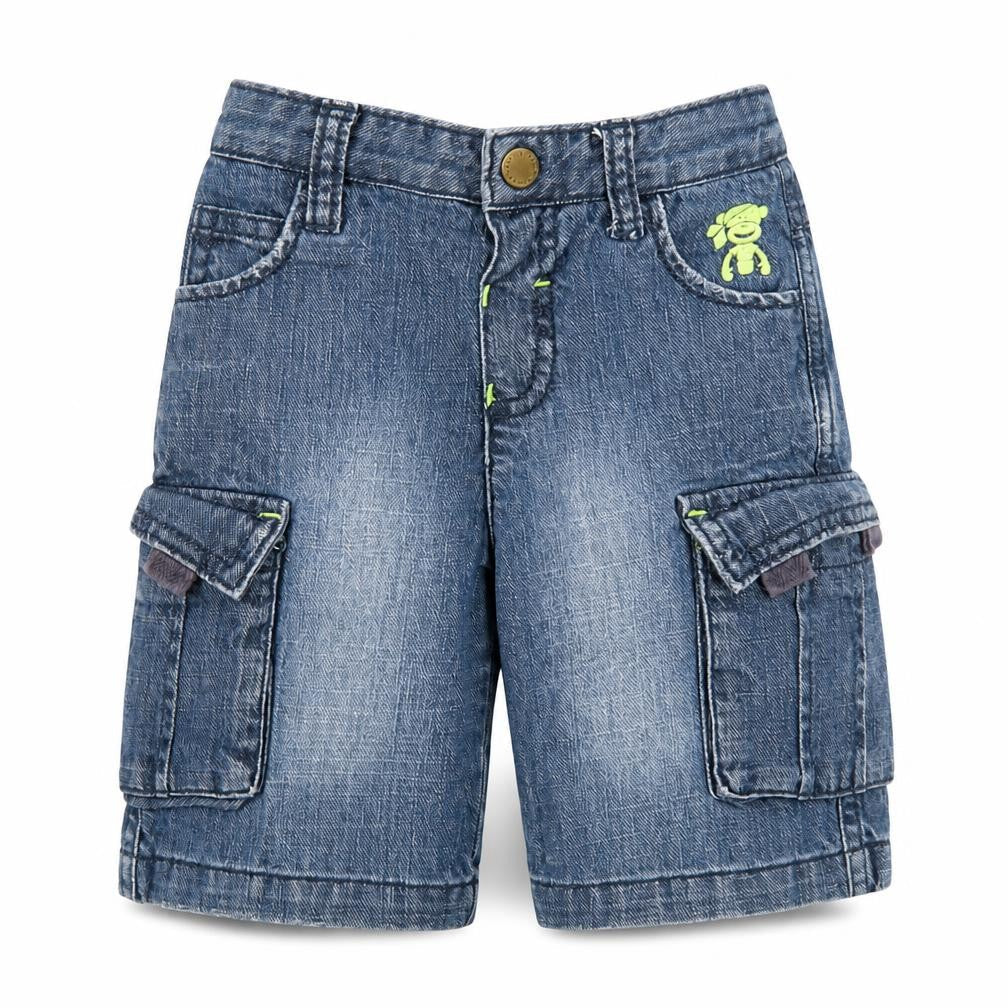 Rocha Little Rocha Boys Blue  Cotton Cropped Jeans Size 12-18 Months  Snap